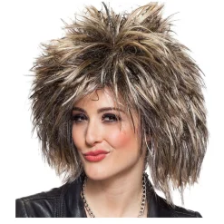 Perücke Damen Rockstar Queen Tini meliert gesträhnt, blond-braun