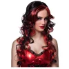 Perücke Damen Teufel gelockt, Devilicious, rot-schwarz