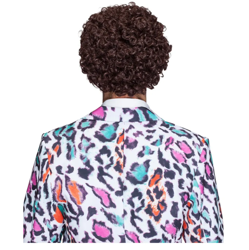 Perücke Herren Kurzhaar, Comedy, Locken Minipli, braun
