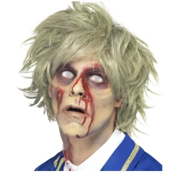Perücke Herren Kurzhaar Psychopath Zombie, grau