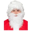 Perücke Herren Nikolaus Weihnachtsmann, Set Perücke und Bart, Standard, weiß