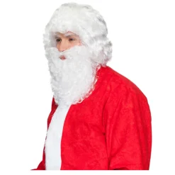 Perücke Herren Nikolaus Weihnachtsmann, Set Perücke und Bart, Standard, weiß