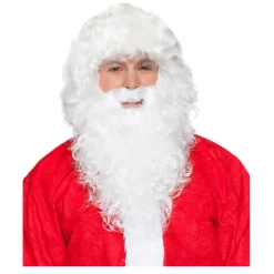 Perücke Herren Nikolaus Weihnachtsmann, Set Perücke und Bart, Premium, weiß