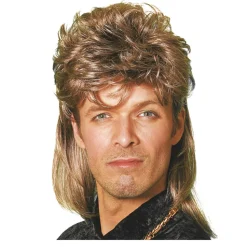 Perücke Herren Proll Vokuhila 80er, Jonny, meliert, braun-blond