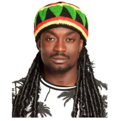 Perücke Herren Rastafari-Mütze mit angenähten Dreadlocks, schwarz