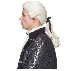 Perücke Herren Rokoko Don Juan mit Zopf, weiß