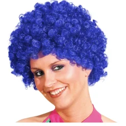 Perücke Unisex Clown, Afro Hair, kleine Locken, blau