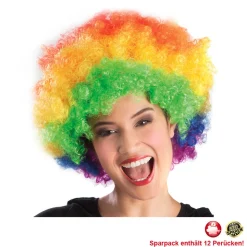 Perücke Unisex Damen Super-Riesen-Afro Locken regenbogen, bunt - SPARPACK mit 12 Stück