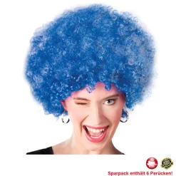 Perücke Unisex Damen Super-Riesen-Afro Locken, blau - SPARPACK mit 6 Stück