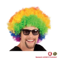 Perücke Unisex Herren Super-Riesen-Afro Locken regenbogen, bunt - SPARPACK mit 6 Stück