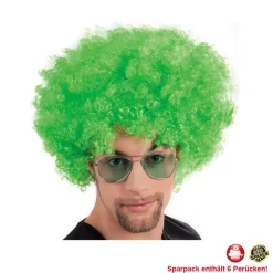 Perücke Unisex Herren Super-Riesen-Afro Locken, grün - SPARPACK mit 6 Stück