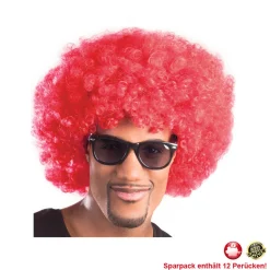 Perücke Unisex Herren Super-Riesen-Afro Locken, rot - SPARPACK mit 12 Stück
