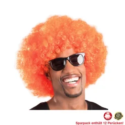 Perücke Unisex Herren Super-Riesen-Afro Locken, orange - SPARPACK mit 12 Stück