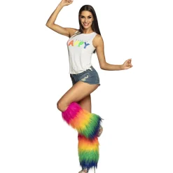 Plüschstulpen, regenbogenfarben, Einheitsgröße
