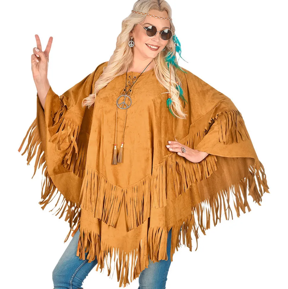 Poncho mit Fransen in Wildlederoptik, Einheitsgröße