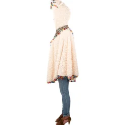 Poncho mit Lama-Kapuze, Einheitsgröße