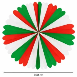 Riesen-Deko-Fächer, Ø 100 cm, schwer entflammbar, Grün-Weiß-Rot, Italien