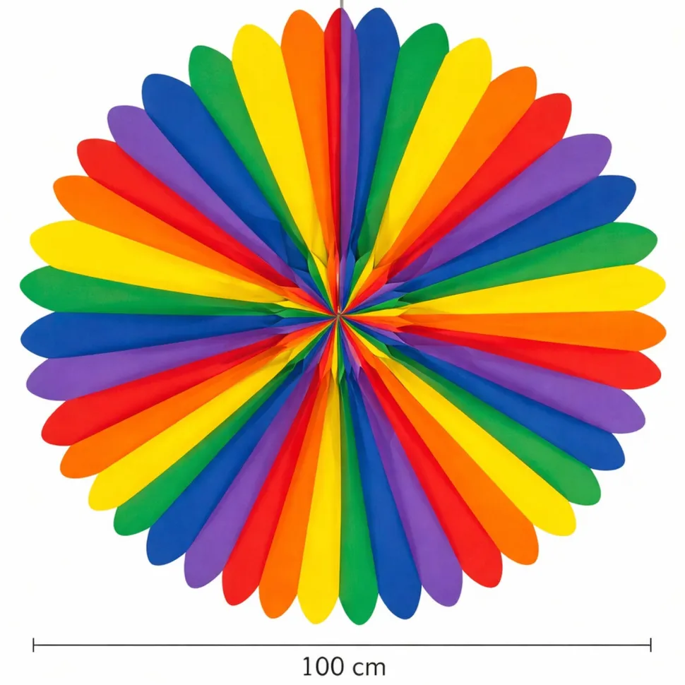 Riesen-Deko-Fächer, Ø 100 cm, schwer entflammbar, Regenbogen