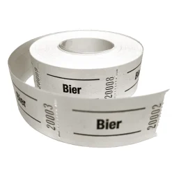 Rollen-Gutscheine / Wertmarken Aufdruck Bier, 500 perforierte Abrisse, weiß