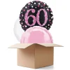 SALE Ballongrüsse Sparkle Pink 60th, 3 Ballons