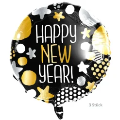 SALE Ballonset Helium & Ballons Silvester, Schwarz, Gold & Silber