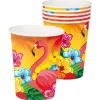 SALE Becher, recycelbar aus Pappe, Hawaii Flamingo, 6 Stk. 0,25 l