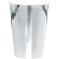 SALE Becher, recycelbar aus Pappe, Metallic-Silber, Ø 7,8 x 9,7 cm