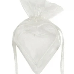 SALE Beutel aus Organza mit Herzrahmen, weiß, 4 Stk.