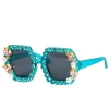 SALE Brille Festival mit Strasssteinen und Blumen, blau