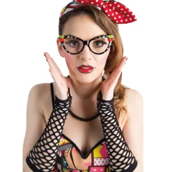 SALE Brille Rockabilly, schwarz mit Brillies