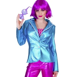 SALE Damen-Kostüm Disco-Fever-Jacke, blau, Gr. 36-38