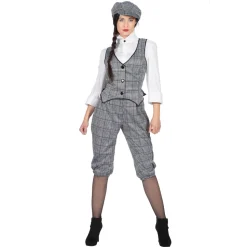 SALE Damen-Kostüm 20er Jahre Lizzie, 3-teilig mit Mütze, Weste & Hose, Gr. 38