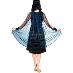 SALE Damen-Kostüm Ägypterin / Cleopatra, Kleid mit Umhang, Armstulpen und Stirnband, schwarz, Gr. XS