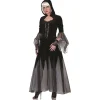 SALE Damen-Kostüm Hexenkleid Dolores, 2-tlg. mit Haube, schwarz, Gr. 36-38