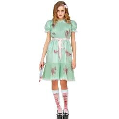SALE Damen-Kostüm Killerpuppe, mit Kleid, Gürtel und Strümpfen, Gr. S