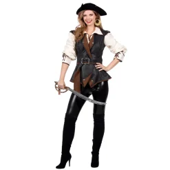 SALE Damen-Kostüm Luxus-Piratin, Jacke mit Gürtel, Gr. 36