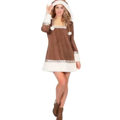 SALE Damen-Kostüm Minikleid Eskimo mit Kapuze, Größen S