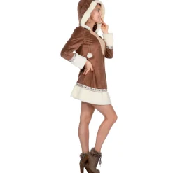 SALE Damen-Kostüm Minikleid Eskimo mit Kapuze, Größen S