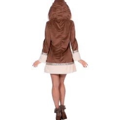 SALE Damen-Kostüm Minikleid Eskimo mit Kapuze, Größen S