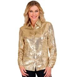 SALE Damen-Kostüm Pailletten-Bluse gold, Gr. S-M