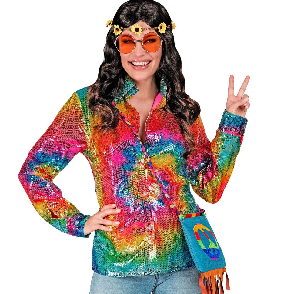 SALE Damen-Kostüm Pailletten-Bluse Batik-Style, Gr. S-M