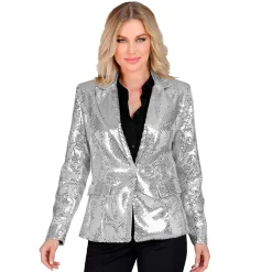 SALE Damen-Kostüm Pailletten-Blazer silber, Gr. S