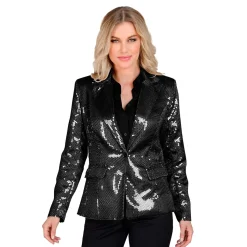 SALE Damen-Kostüm Pailletten-Blazer schwarz, Gr. S