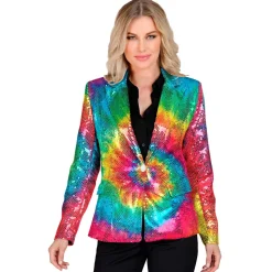 SALE Damen-Kostüm Pailletten-Blazer Batik-Style, Gr. S