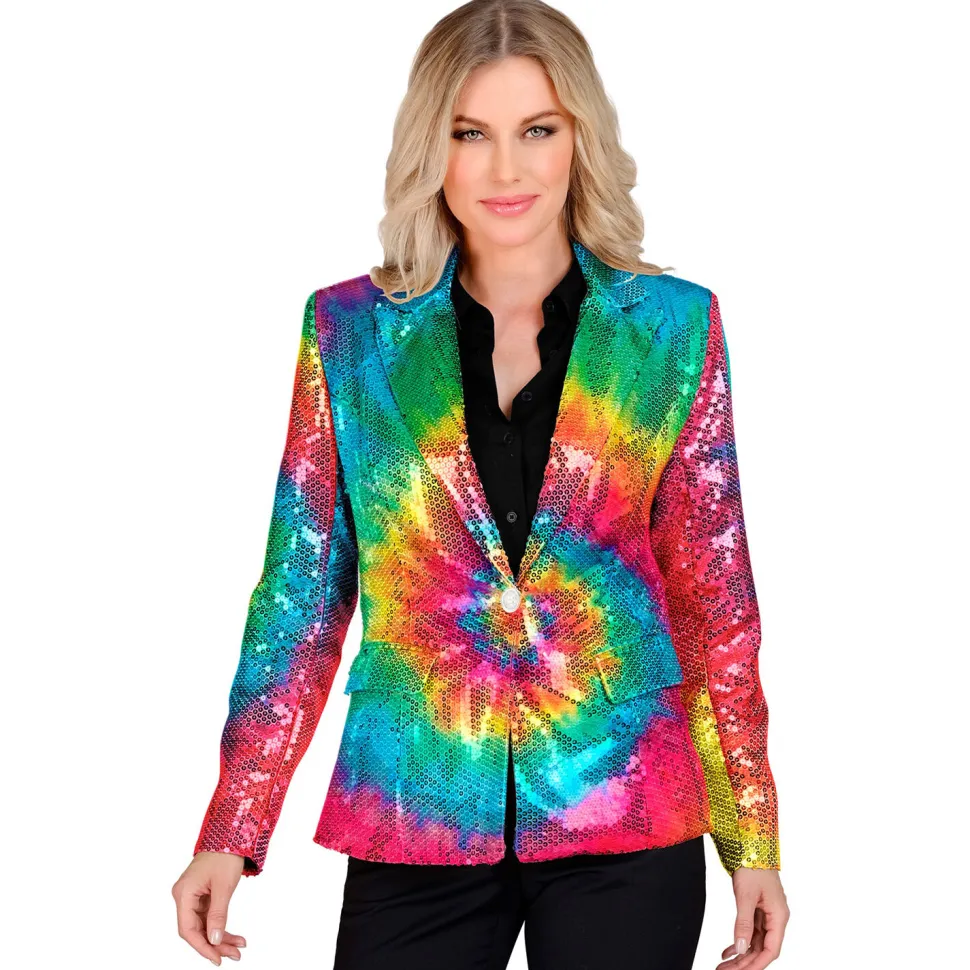 SALE Damen-Kostüm Pailletten-Blazer Batik-Style, Gr. S