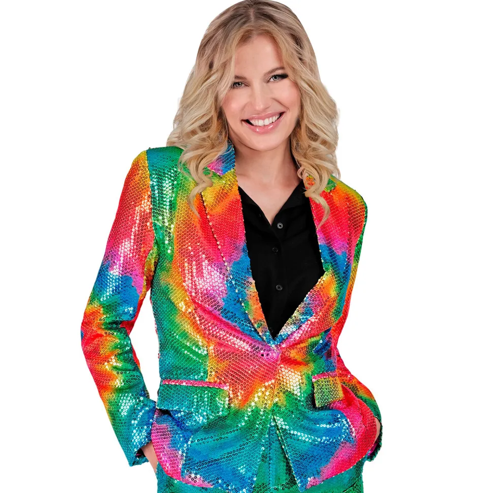 SALE Damen-Kostüm Pailletten-Blazer Batik-Style, Gr. S