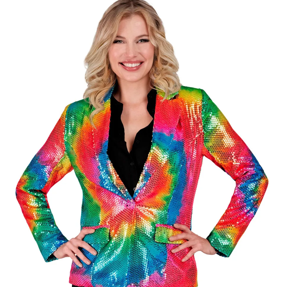 SALE Damen-Kostüm Pailletten-Blazer Batik-Style, Gr. S