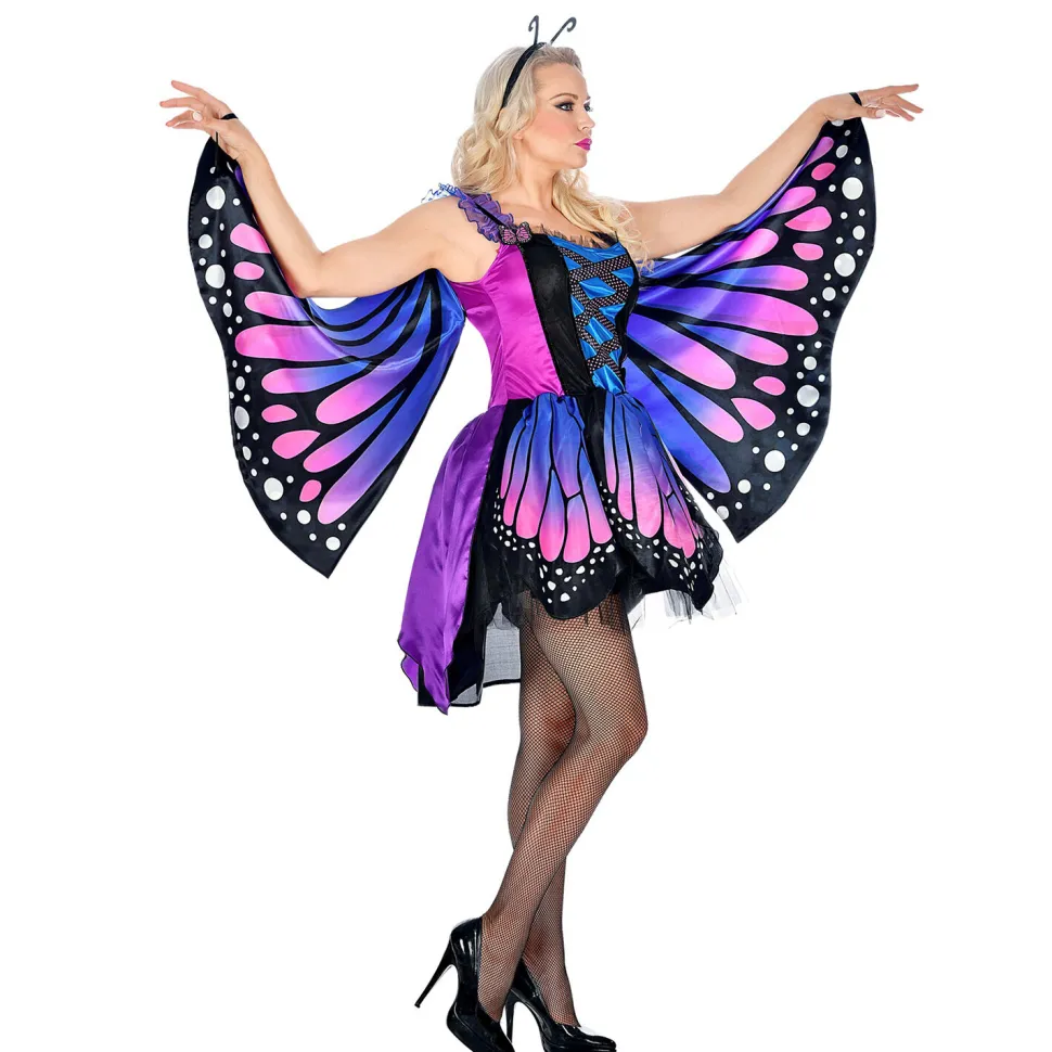SALE Damen-Kostüm Schmetterlingskleid blau, inkl. Flügeln, Tutu und Haarreif, Gr. M