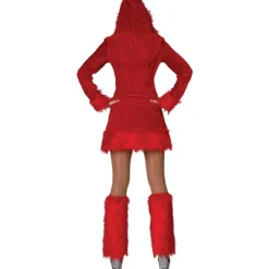 SALE Damen-Kostüm Teufelin Jennifer, Kleid mit Kapuze und Stulpen, Gr. 44-46