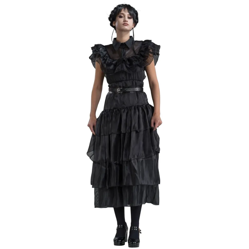 SALE Damen-Kostüm Wednesday Addams Prom-Night Ballkleid, schwarz, Gr. XS